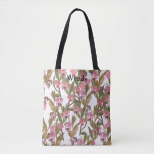Floral in Roze, Olive Green Persoonlijke Optie Tote Bag