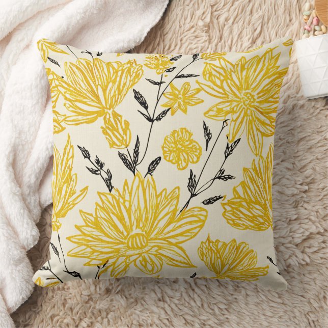 Floral in yellow pattern kussen (Deken)