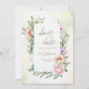 Floral in Zachte Kleuren sparen de Datum Save The Date