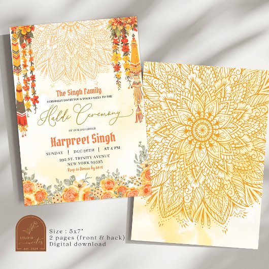 Floral Indian Groom Haldi Ceremony Kaart