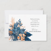 Floral Indigo Roest Modern Wedding Dank u Bedankkaart (Achterkant)