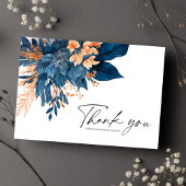 Floral Indigo Roest Modern Wedding Dank u Bedankkaart