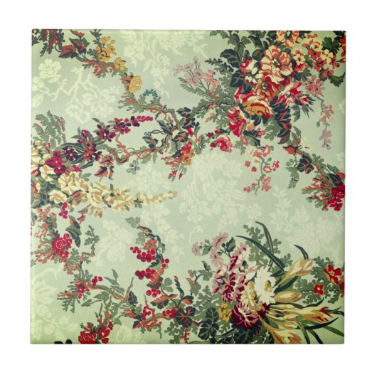 Floral Industrial arts uit de 19e eeuw   Tegeltje (Voorkant)