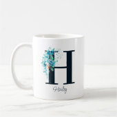 Floral initiaal Letter Monogram H Coffee Mok (Links)