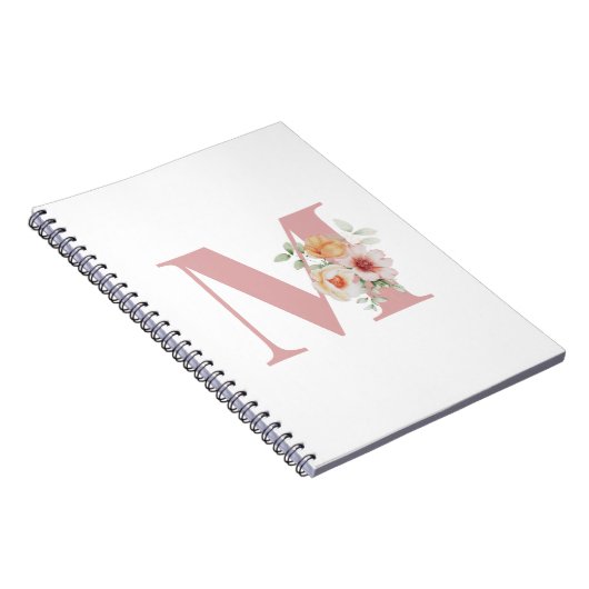 Floral Initiaal Letter Monogram Notitieboek (Rechterzijde)