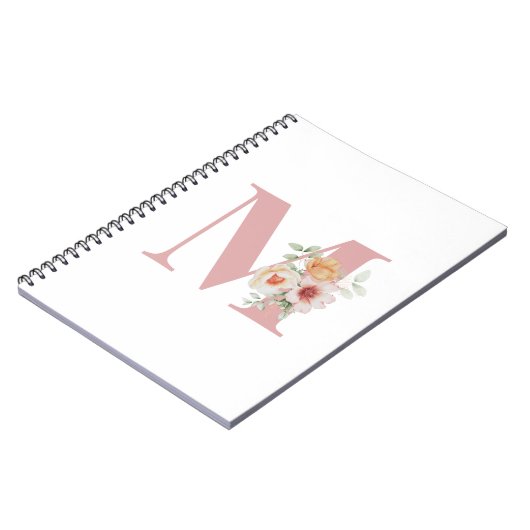 Floral Initiaal Letter Monogram Notitieboek (Linkerzijde)