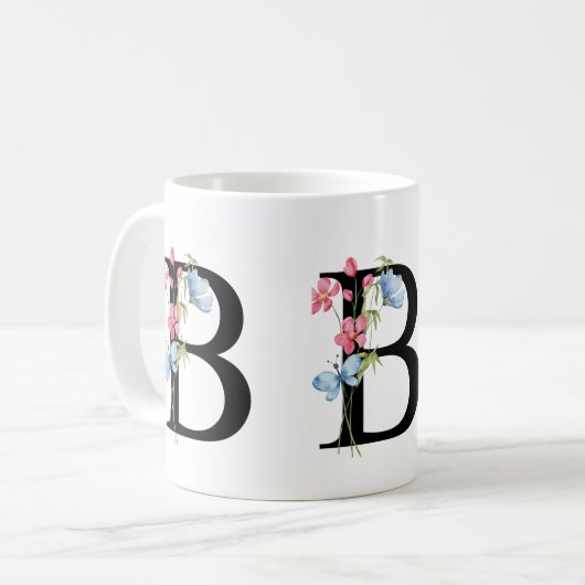 Floral Initiaal Monogram B Mok (Voorkant links)