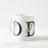 Floral Initiaal Monogram D Mok (Voorkant links)