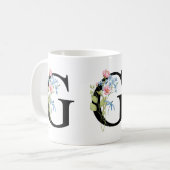 Floral Initiaal Monogram G Mok (Voorkant links)