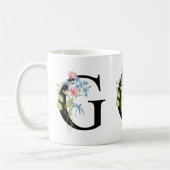 Floral Initiaal Monogram G Mok (Links)
