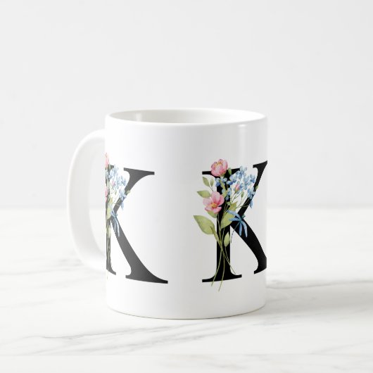Floral Initiaal Monogram K Mok (Voorkant links)