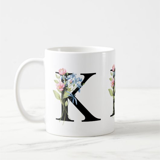 Floral Initiaal Monogram K Mok (Links)