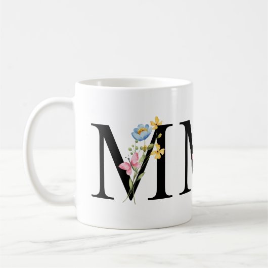 Floral Initiaal Monogram M Mok (Links)