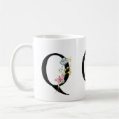 Floral Initiaal Monogram Q Mok (Links)