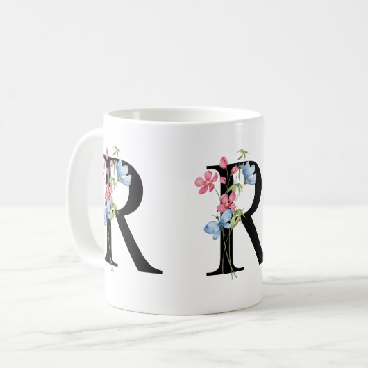 Floral Initiaal Monogram R Mok (Voorkant links)