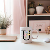 Floral Initiaal Monogram U Mok