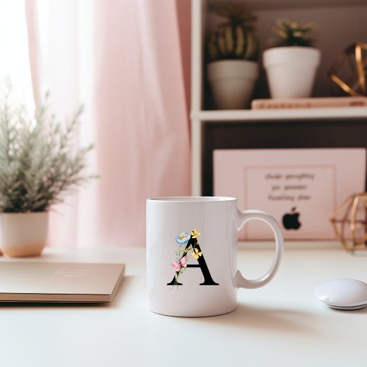 Floral Initial Monogram A Mug Koffiemok