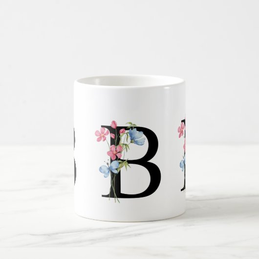 Floral Initial Monogram B Mug Koffiemok (Center)