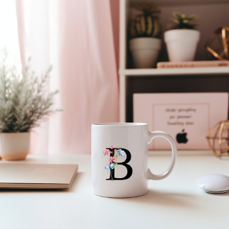 Floral Initial Monogram B Mug Koffiemok