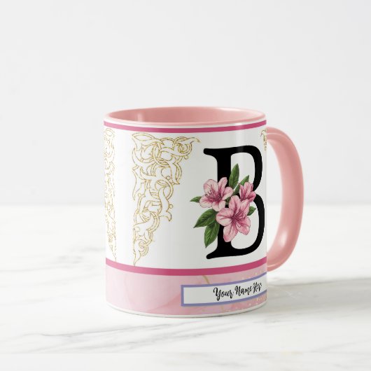 Floral Initial Mug – Letter B Monogram | Personali Mok (Voorkant rechts)