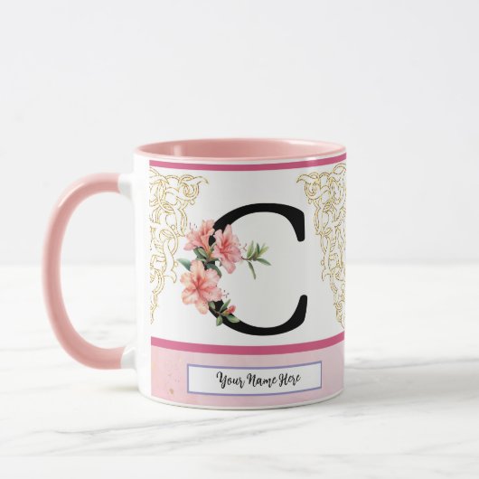 Floral Initial Mug – Letter C Monogram | Personali Mok (Links)