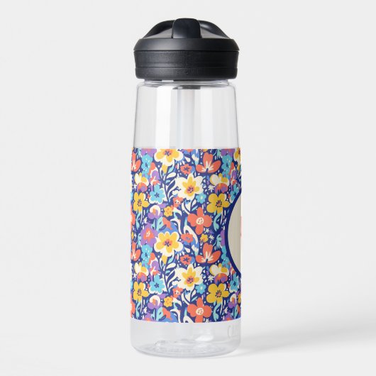 Floral Initial Water Bottle Waterfles (Voorkant)