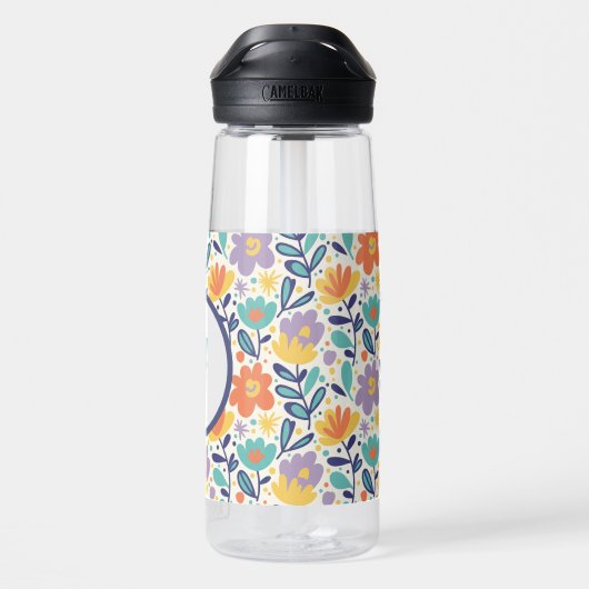 Floral Initial Water Bottle Waterfles (Achterkant)