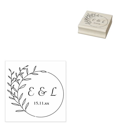 Floral Initiales-aangepast Rubberstempel (Gestempeld)