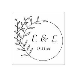 Floral Initiales-aangepast Rubberstempel