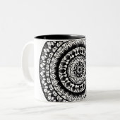 floral Ink Mandala Tweekleurige Koffiemok (Voorkant links)