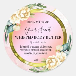 Floral Ink Pastel Roze Body Butter Labels