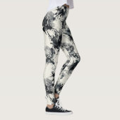 Floral Ink Splash Pattern – Abstract Botanical  Leggings (Rechts)