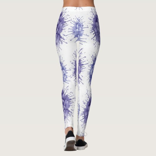 Floral Ink Splash Pattern – Abstract Botanical  Leggings (Achterkant)