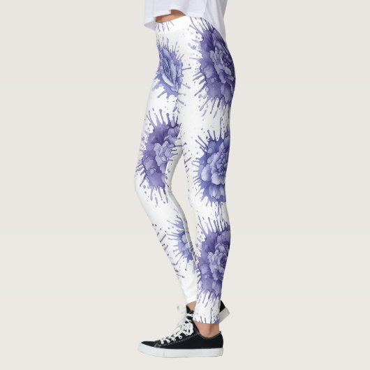 Floral Ink Splash Pattern – Abstract Botanical Leggings (Links)