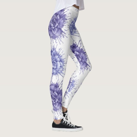 Floral Ink Splash Pattern – Abstract Botanical Leggings (Rechts)