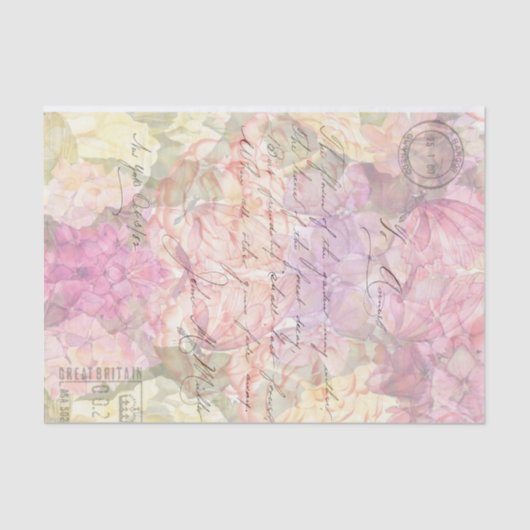 Floral inkt met Script-decoupage Tissuepapier (Voorkant)