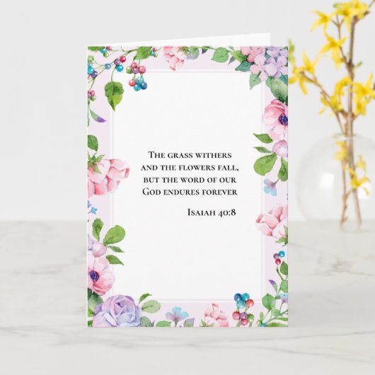 Floral Inspiration Isaiah 40:8 Kaart (Gele Bloem)