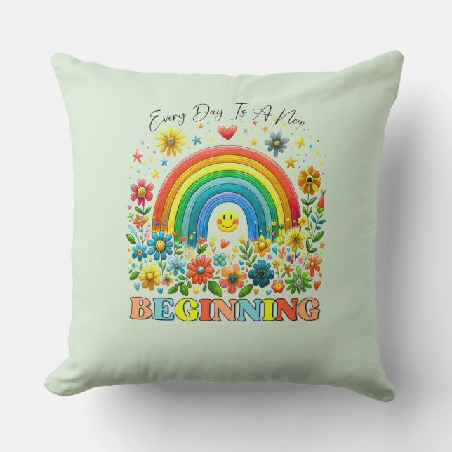 Floral Inspirational Quote Throw Pillow Kussen (Voorkant)