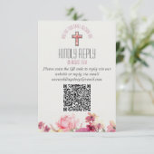 Floral Inspirerend Kindly Reply QR Code Weddenscha RSVP Kaartje (Staand voorkant)