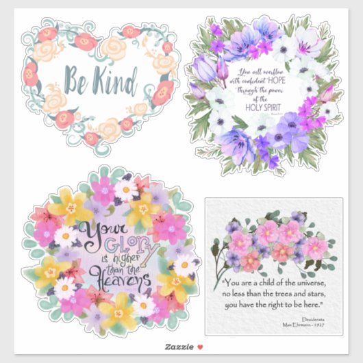 Floral Inspirerend offertes | Waterverf bloemen Sticker (Vel)