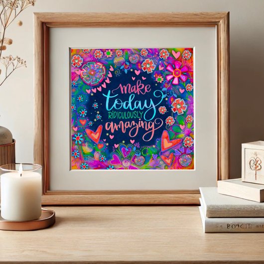 Floral Inspirerend Quote Harten Blauw Poster