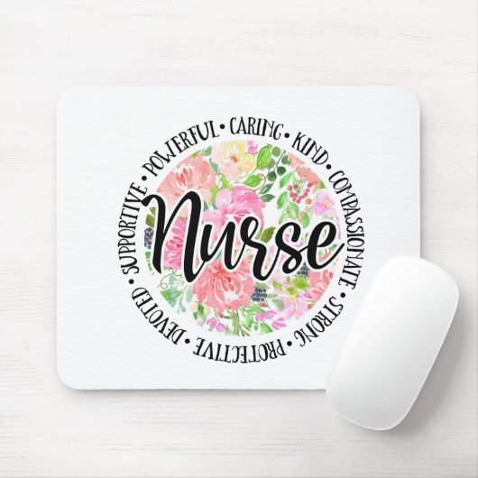 Floral Inspirerend verpleegster Muismat (Met muis)