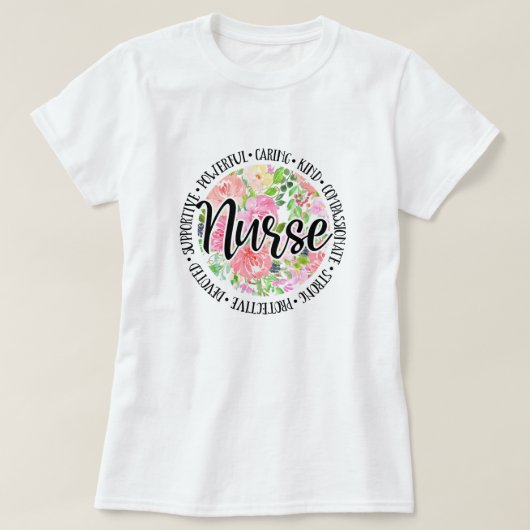 Floral Inspirerend verpleegster T-shirt (Design voorkant)