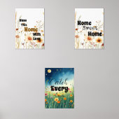 Floral Inspirerend Wall Art - Set van 3 Home Quot (Voorkant)
