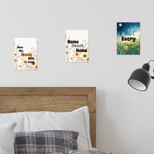 Floral Inspirerend Wall Art - Set van 3 Home Quot (Slaapkamer)