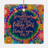 Floral Inspirerende Quote  Hart Inspirivity Keramisch Ornament (Achterkant)