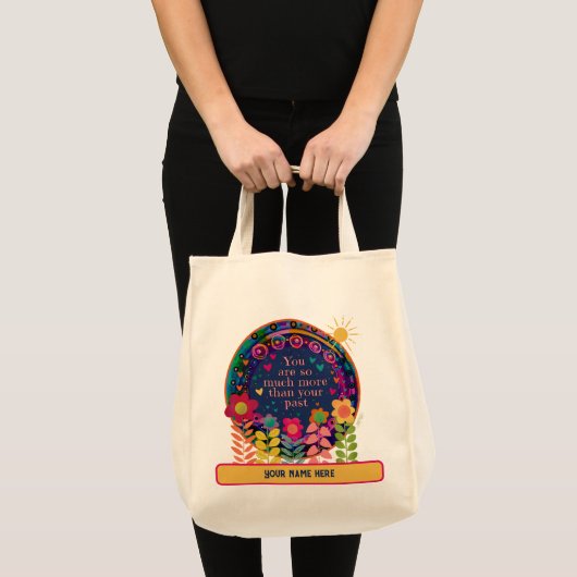 Floral Inspirerende Quote Inspirivity Naam Tote Bag (Voorkant (product))