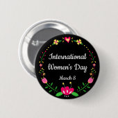 Floral International Womens Day Custom Size Ronde Button 5,7 Cm (Voorkant /achterkant)
