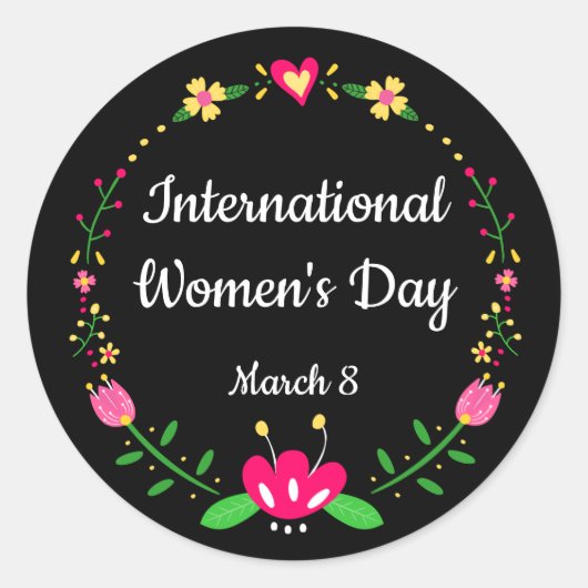 Floral International Womens Day Ronde Sticker (Voorkant)