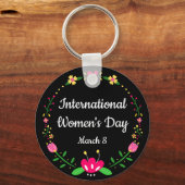 Floral International Womens Day Sleutelhanger (Voorkant)